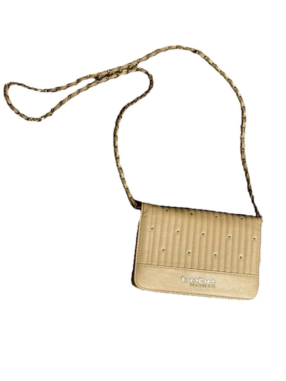 Bebe Beige Studded Quilted Crossbody Bag | Y2K Glam | NWOT